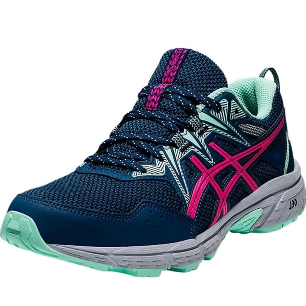 Asics Gel Venture 8 running gel women shoe mako blue/ hot pink Sz. 10 Wide